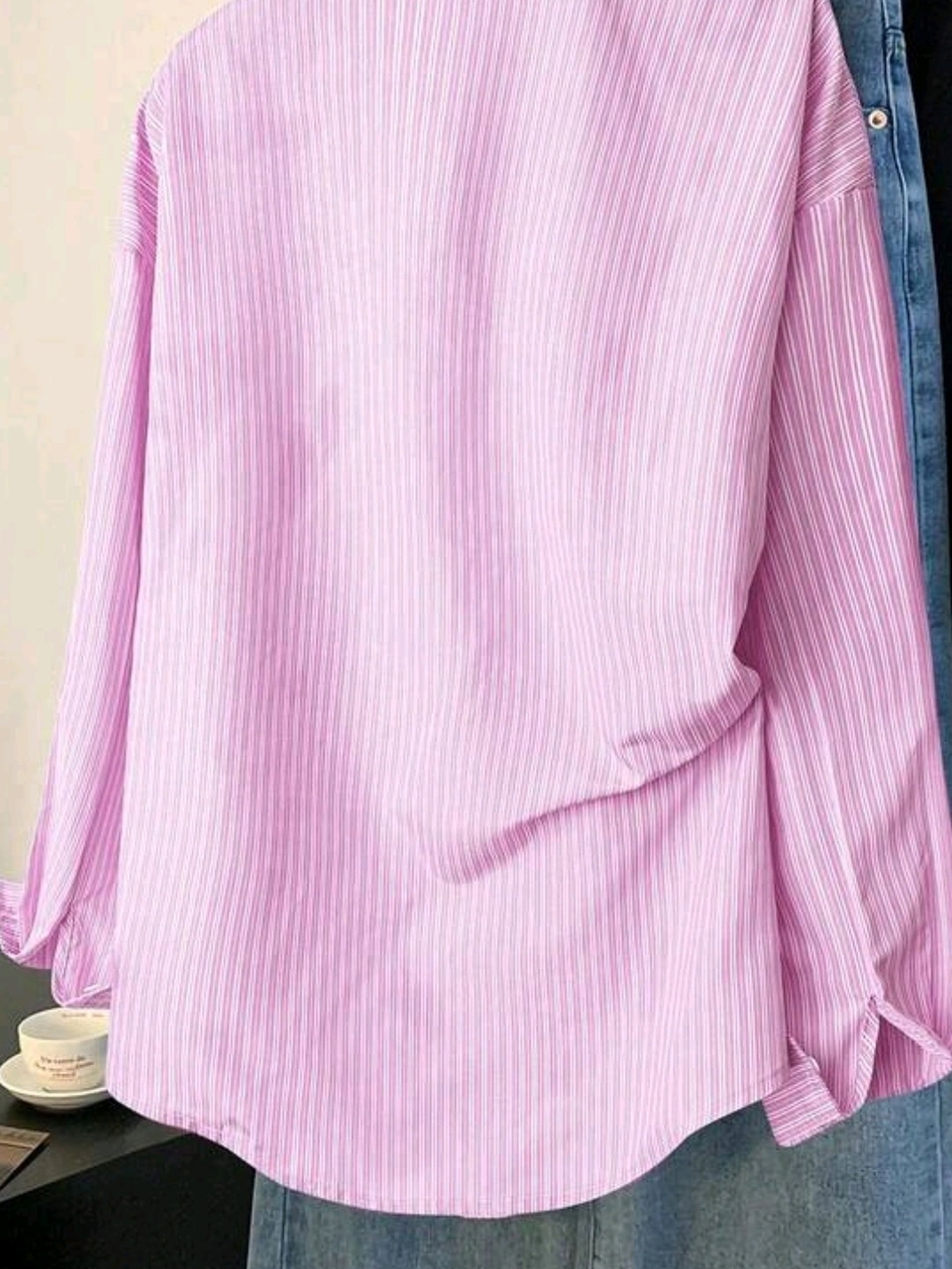 SHEIN Pink Striped Button-Down Shirt - Picture 2 of 5
